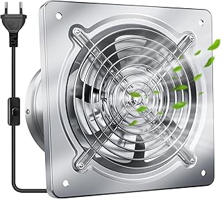 Extracteur d’Air 200mm 980m³/h – Extracteur Air Chaud Silencieux Anti-Humidité avec Clapet Anti-Retour, Ventilation pour Salle de Bain, Cuisine, Garage & Sous-Sol – Argent