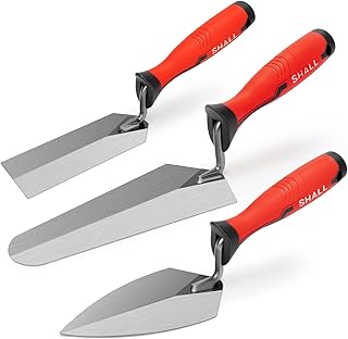 SHALL Ensemble de truelles de Finition à Prise Souple 3 pièces, truelle de pointage, truelle de calibrage, truelle de Marge, Outils de maçonnerie de Construction avec poignées à Prise Souple