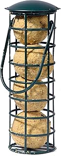 mangeoire pour oiseaux dobar 24081 avec quatre boules à mésanges, mangeoire rechargeable pour oiseaux sauvages, noire, plastique, lot de 1 (1 x 360 g)
