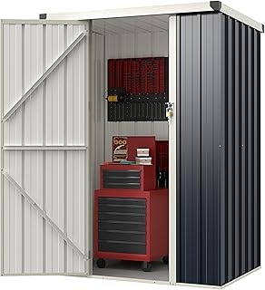 COSTWAY Petit Abri de Jardin Métal Galvanisé 1 ㎡, Cabane Jardin Exterieur 1,6 m³, Porte avec Loquet, Montage Facile par Structure Encliquetée, Abri Rangement Exterieur pour Vélo, Poubelle, Outil