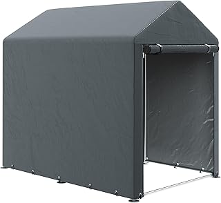 Outsunny Abri de jardin tente de stockage imperméable abri moto porte enroulable fermeture éclair, garage pour vélo et outils rangement et stockage pour vélo moto bois outils, 120x179x165cm gris foncé