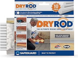 Traitement Anti Remontées Capillaires – 10 Tiges Hydrofuges pour Mur – Barrière d’Étanchéité – Protection 20 Ans