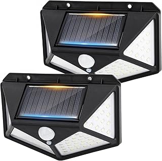 GRIFEMA Lot de 2 Lampe Solaire Extérieur avec Détecteur de Mouvement, Spot Solaire Extérieur LED pour Jardin, 100 LEDs, 3 Modes, Angle 270°, IP65, Batterie 800mAh, GDK203-2