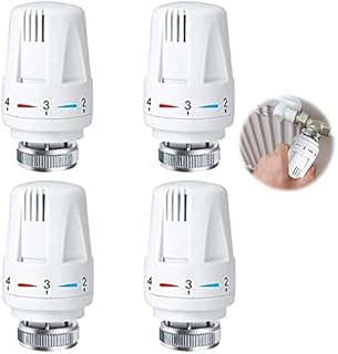 Lot de 4 M30 x 1.5 tête thermostatique, Vanne Thermostatique de Radiateur avec Molette de Réglage Vanne de Régulation de Température Tête de Rechange pour Le Bureau à Domicile