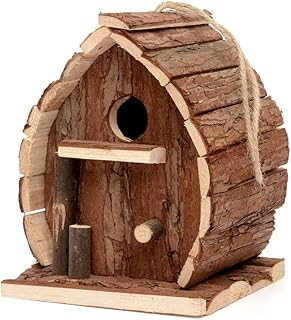 CKB LTD Nichoir à Oiseaux en Bois Rustique Naturel résistant aux intempéries idéal pour Toutes Les Tailles de Jardin Volière à Suspendre extérieur Arbre ou Balcon Décoration Terrasse Nid pour Oiseaux