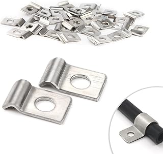 30 Pièces Fixation Grillage Rigide Sur Mur 2mm Attache Grillage Rigide Inoxydable Fixation Murale Grillage Rigide Colliers de Serrage en U à Trou Unique pour Ø 2-3mm Câble Tuyaux d