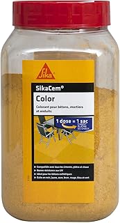 SIKA - Colorant en poudre pour ciment/chaux/plâtre - SikaCem Color Jaune - Couleur uniforme - Résistant aux UV - Ne modifie pas le temps de prise des mortiers - Dosage facile - 400g