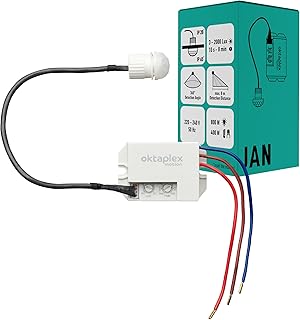 Jan Détecteur de Mouvement extérieur & intérieur IP65/IP20 360° Capteur Infrarouge Petit 8 m portée 230 V avec capteur crépusculaire Blanc Mat