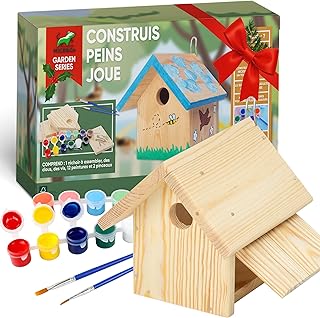 Kit DIY Maison d’Oiseau en Bois à Construire et Peindre - Nichoir Extérieur Écologique pour Le Jardin, Activité de Bricolage Créative avec Peintures Incluses, Refuge pour Oiseaux Sauvages