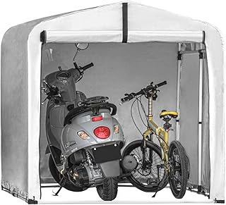 SoBuy Abri de Jardin, Cabane de Jardin Exterieur Imperméable, abri Moto, Garage pour Vélo et Outils, Abri Vélo, Rangement et Stockage, Argent, 159x165x219 cm KLS11-L