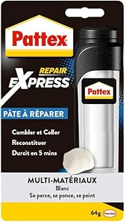 Pattex | Pâte à réparer multi-usages (tube de 64 g) – Pâte epoxy bi-composante pour collages sur de multiples matériaux – Idéale pour reconstituer, colmater et coller