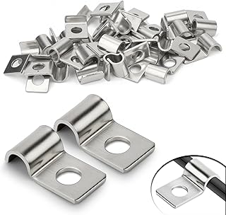 30 Pièces Fixation Grillage Rigide Sur Mur 5mm Attache Grillage Rigide Inoxydable Colliers de Serrage en U à Trou Unique Fixation Murale Grillage Rigide pour Ø 5-6mm Câble Tuyaux d