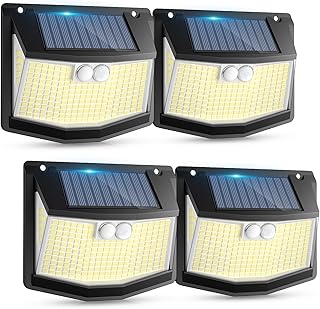 Lampe Solaire Exterieur Détecteur Mouvement: 248 LED Lumiere Solaire Extérieur avec Détecteur de Mouvement 3 Modes 270° Eclairage IP65 Etanche Spot Exterieur Mural Applique pour Jardin Garage 4 Paquet