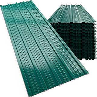 GARDEBRUK® 12x Tôles de bardage 129x46cm 7m² tôle trapézoïdale ondulée profilée résistante intempéries galvanisé Plaque abri de Jardin Vert