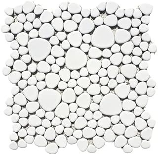 MOS12-0111 Galets de mosaïque en céramique Blanc mat Pour cuisine salle de bain