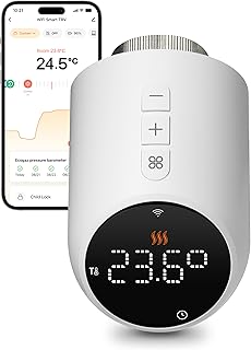 Beok Tête Thermostatique Connectée et Intelligente,Vanne Thermostatique Radiateur WiFi,Programmable Thermostat Radiateur Compatible avec Tuya/Smart Life APP,Alexa/Google Home