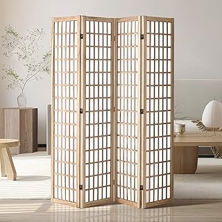 VEVOR Cloison de séparation Japonaise à 4 Panneaux, séparateur de pièce Pliable en Bois, paravent de confidentialité, pour séparation de pièce, Maison, Bureau, Restaurant et Chambre à Coucher, uni