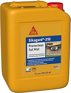 SIKA - Hydrofuge Imperméabilisant pour sols - Sikagard 210 Protecteur Sol Mat Incolore - Pavés/dalles/pierres - Augmente la résistance au sol contre la pénétration des liquides et salissures - 5L