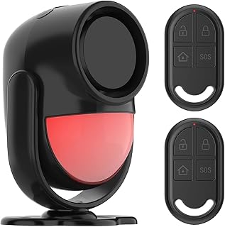 GALOOK Sirene Alarme Detecteur de Mouvement sans Fil Exterieur Interieur avec 2 TéLéCommande, Alarme antivol pour Maison, Piscine, Moto, Camping, Car, Porte, Garage, Voiture sans Fil, 125dB