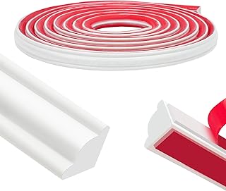 Plinthe Souple Autoadhésive PVC, 5M Baguette de Finition Flexible - Moulure Adhésive pour Sol Stratifié, Mur, Plafond, Plan de Travail & Meuble, Peignable & DIY (12x9mm)