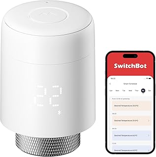 SwitchBot Thermostat de radiateur connecté, contrôle Via Bluetooth & appli avec minuteur, Installation Facile, économie d