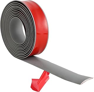 Profil de Transition 400cm x 4cm Autocollant – Barre de Seuil Sans Perçage pour Stratifié, Vinyle, Moquette & Carrelage – Plinthe Flexible en PVC Robuste, Gris