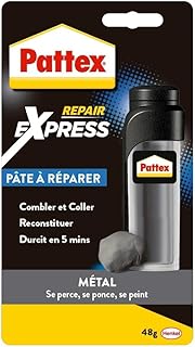 Pattex | Pâte à réparer Métal (tube de 48 g) – Pâte epoxy bi-composante avec particules de métal – Colle à base de résine époxy pour coller et réparer les métaux