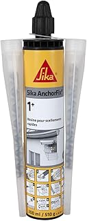SIKA - Scellement chimique - Sika Anchorfix 1+ Ton Pierre - Int/Ext - Multi-matériaux - Scelle gonds, main courante, garde corps, store de terrasse - Durcissement rapide - Facile à appliquer - 300ml