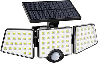 Lepro Lampe de Sécurité Solaire Extérieur Puissante 1200LM, Projecteur Extérieure avec Détecteur de Mouvement PIR, 3 Têtes, IP65 Étanche Solaire éclairage Mural d