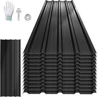 UISEBRT Lot de 12 plaques de toiture ondulées en acier galvanisé 129,5x45 cm, tôle trapézoïdale profilée 7 m², galvanisée, plaques de toit résistantes aux intempéries pour garage, abris de jardin