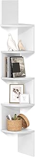 VASAGLE Étagère d’Angle Murale, Étagère de Rangement à 5 Niveaux, Étagère à Plantes, pour Chambre à Coucher, Salon, Salle de Bain, Bureau à Domicile, Blanc Nuage