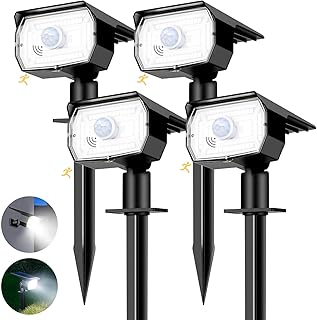 nipify Lampe Solaire Exterieur Detecteur de Mouvement Lot de 4 - Spot Solaire Extérieur Puissant 56 LED/3 Modes avec Étanche, Réglable LED Lumiere Solaire Exterieur pour Jardin Chemins(Blanc Froid)